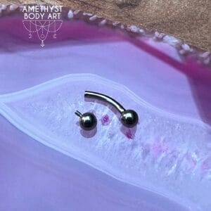 Titanium Internally Threaded curved barbell with 3mm ball