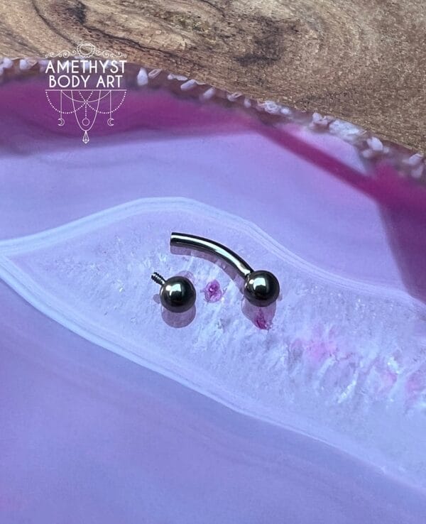 Titanium Internally Threaded curved barbell with 3mm ball