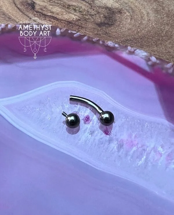 Titanium Internally Threaded curved barbell with 3mm ball